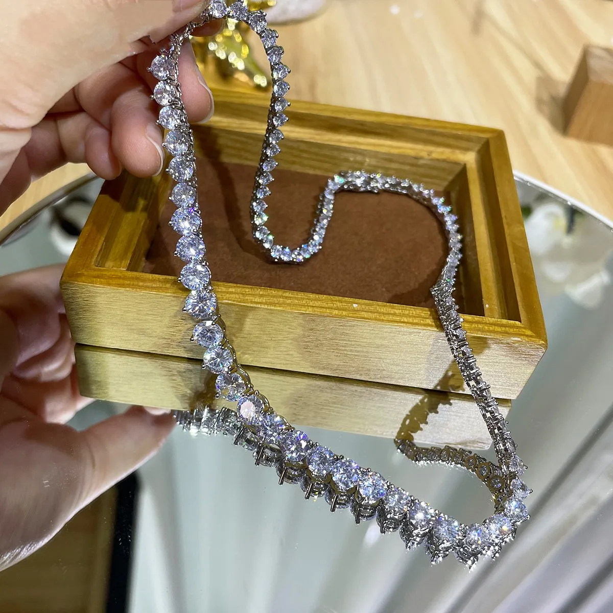 Cross Pendant Necklace Gold - Luksusowy projektant 7MM Iced Out tenisowa
