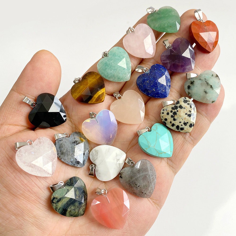 Crystal Pendant Necklace Natural Stone - 1 szt. 20mm Fasetowany Wisiorek w