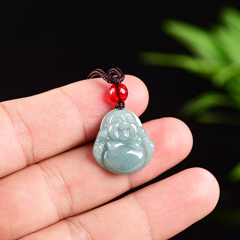 Necklaces - Naszyjnik z jadeitu birmańskiego z wisiorkiem