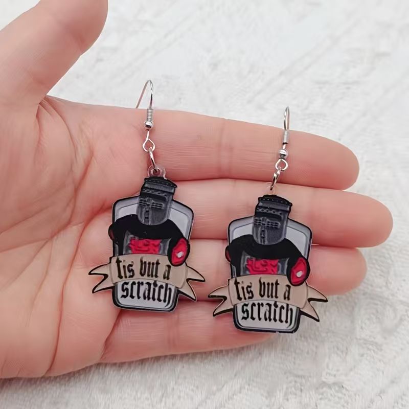 Earrings - 10 sztuk akrylowych czarno-białych kolczyków z