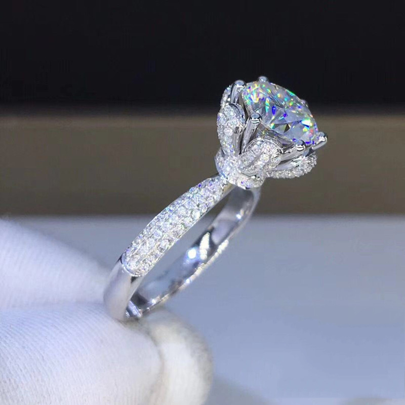 Moissanite Engagement Ring 1 Carat - Pierścionek z morganitem, diament laboratoryjny klasy