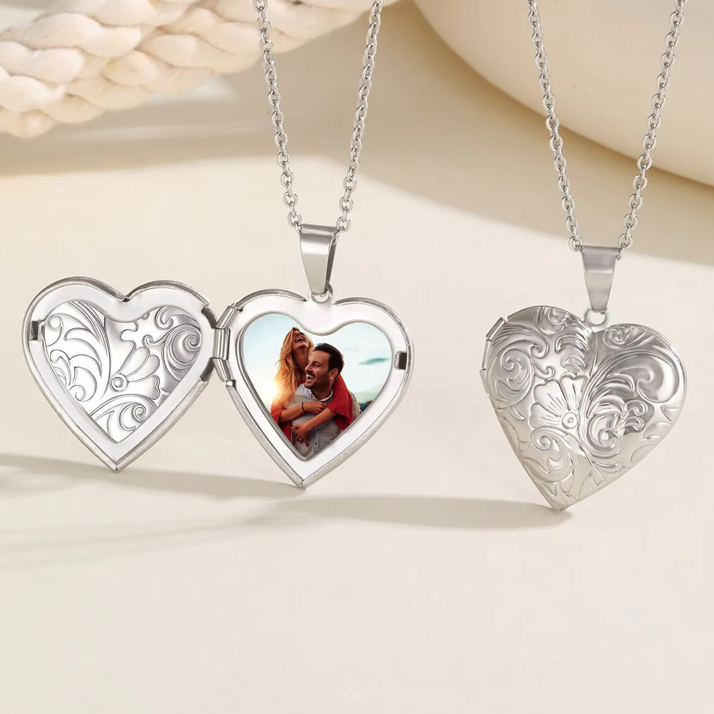 Heart Locket Necklace Photo - Vnox Delikatne Naszyjniki z Zawieszką w