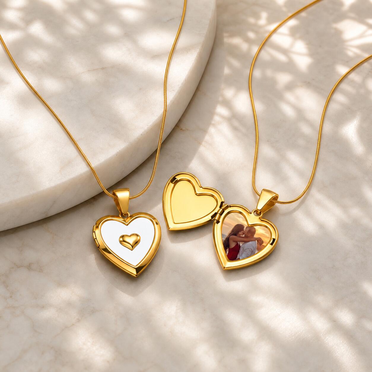 Heart Locket Necklace Photo - Personalizowany naszyjnik z medalionem w kształcie
