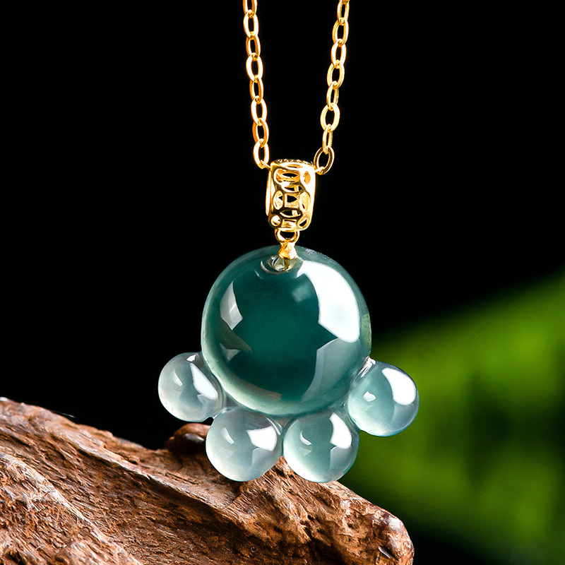 Necklaces - Naturalny Prawdziwy Szmaragdowy Niebieski Jadeitowy Wisiorek