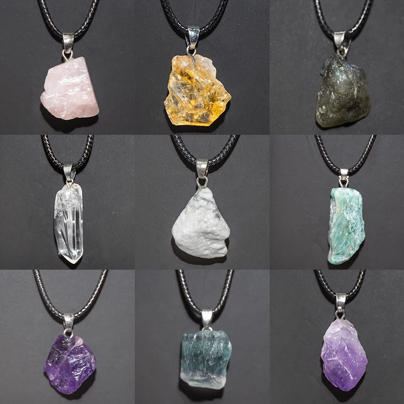 Crystal Pendant Necklace Natural Stone - Naturalne ametysty naszyjnik kwiatowy uzdrawianie Reiki