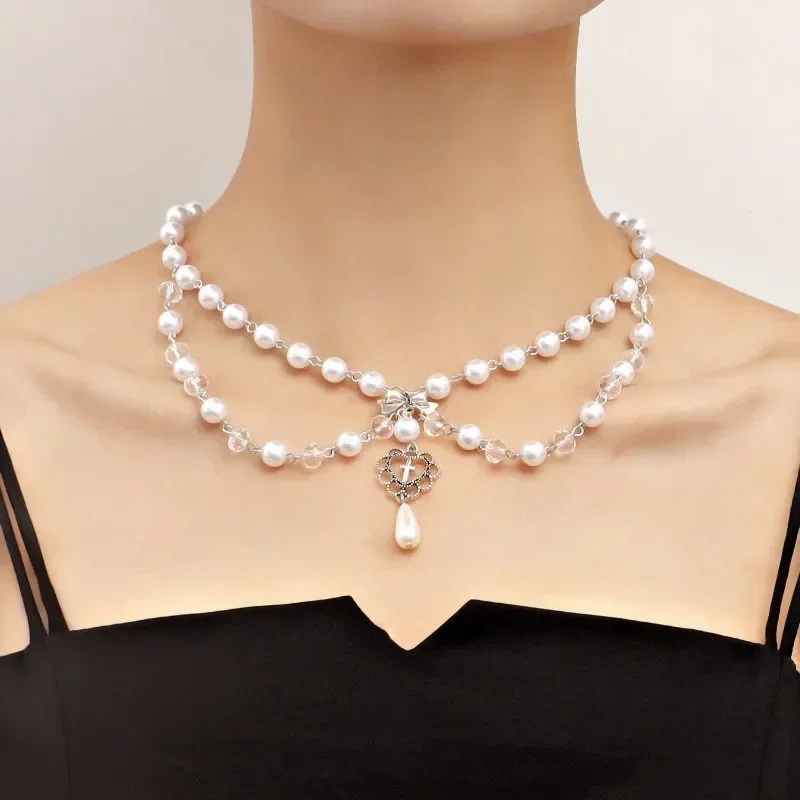 Naszyjnik z zawieszką w stylu  – Pearl Choker Necklace Vintage recenzja i cena
