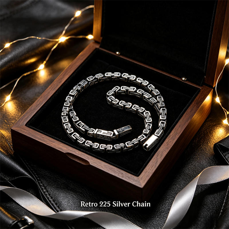 OUYADI Naszyjnik męski z retro – 925 Sterling Silver Chain Necklace Men recenzja i cena