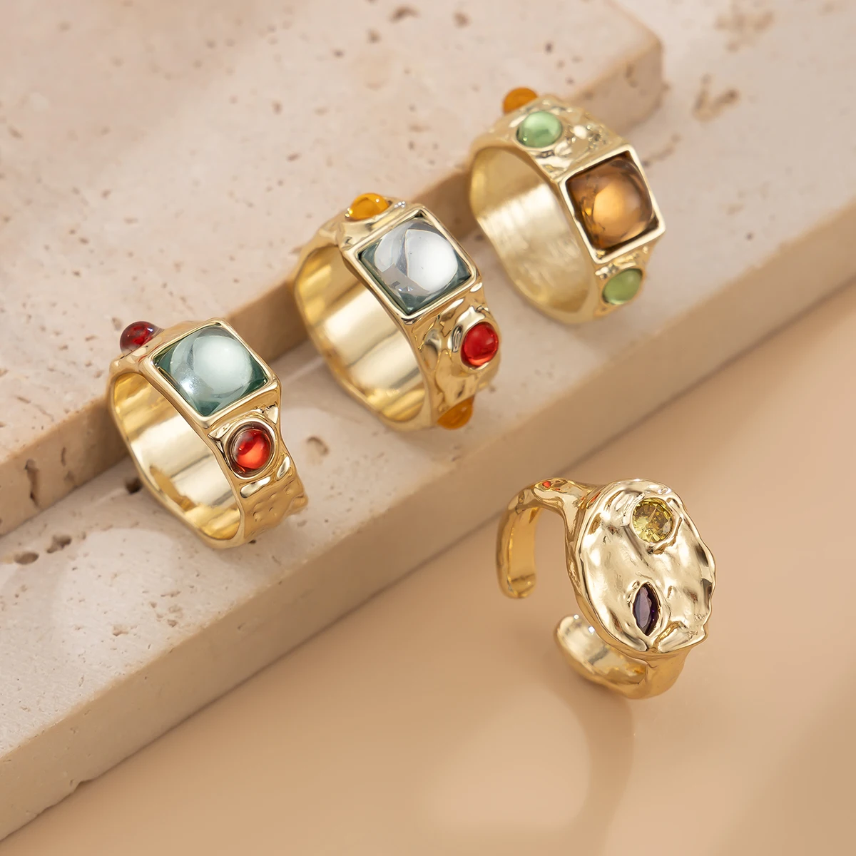 4 szt./zestaw Kolorowe Pierści – Vintage Punk Knuckle Rings Set recenzja i cena
