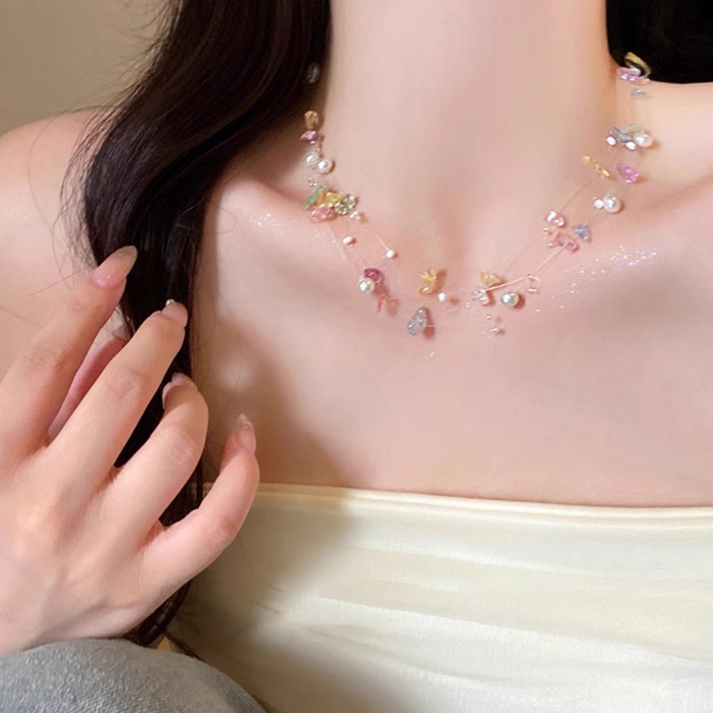 Kolorowy naszyjnik choker z mu – Layered Pendant Necklace Aesthetic recenzja i cena