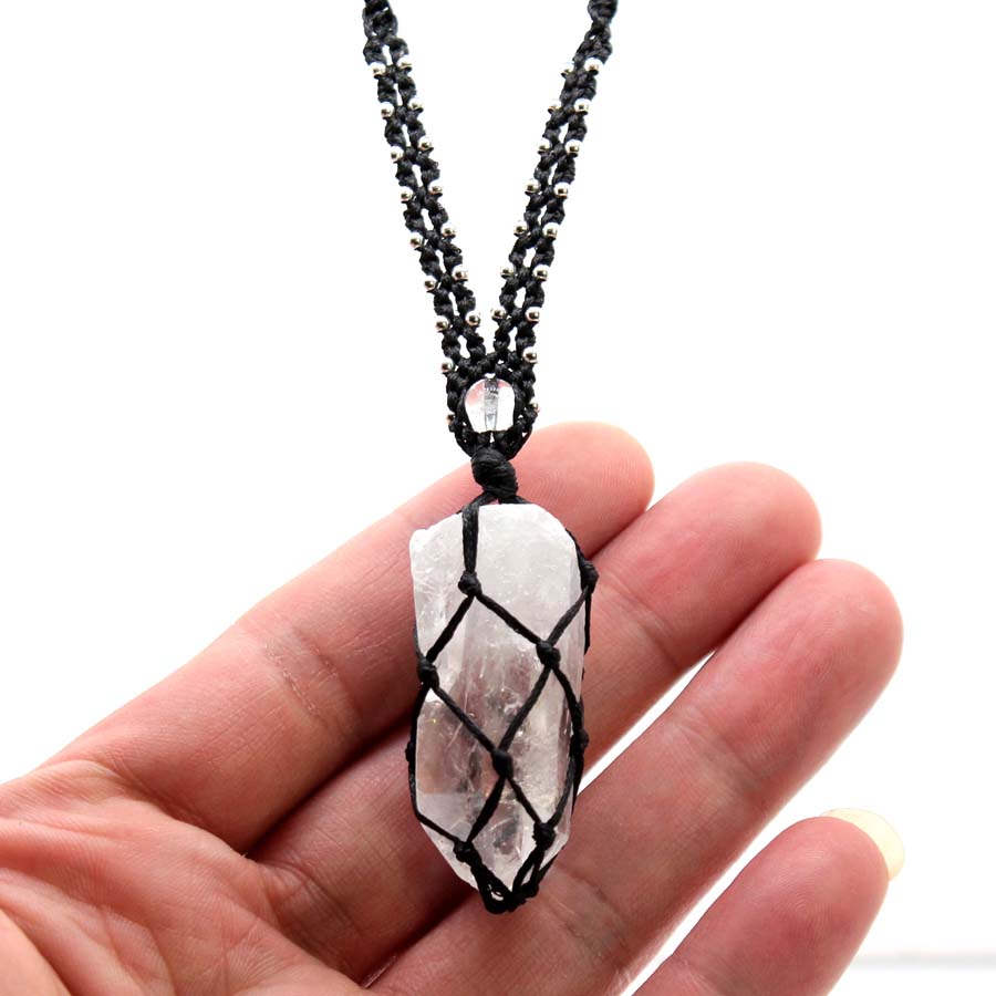 Kryształowy kwarcowy makrama p – Crystal Pendant Necklace Natural Stone recenzja i cena