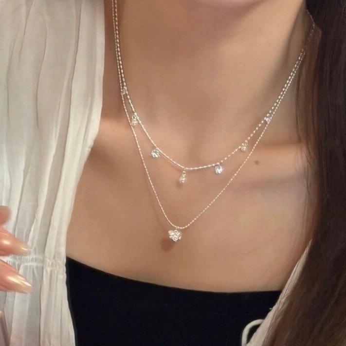 Dwuwarstwowy srebrny naszyjnik – Layered Pendant Necklace Aesthetic recenzja i cena