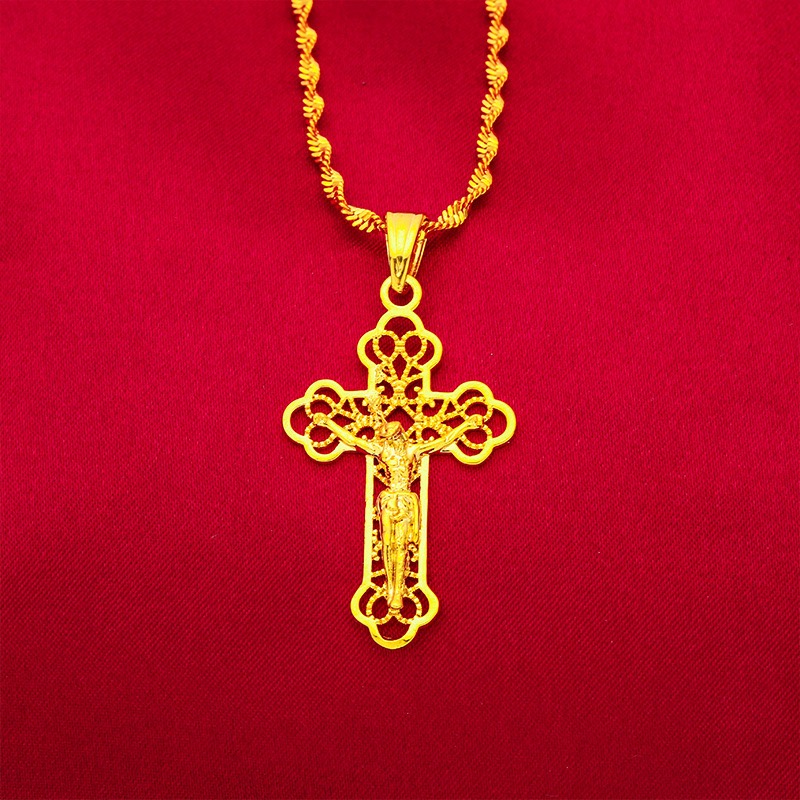 9999 24K prawdziwe złoto klasy – Cross Pendant Necklace Gold recenzja i cena