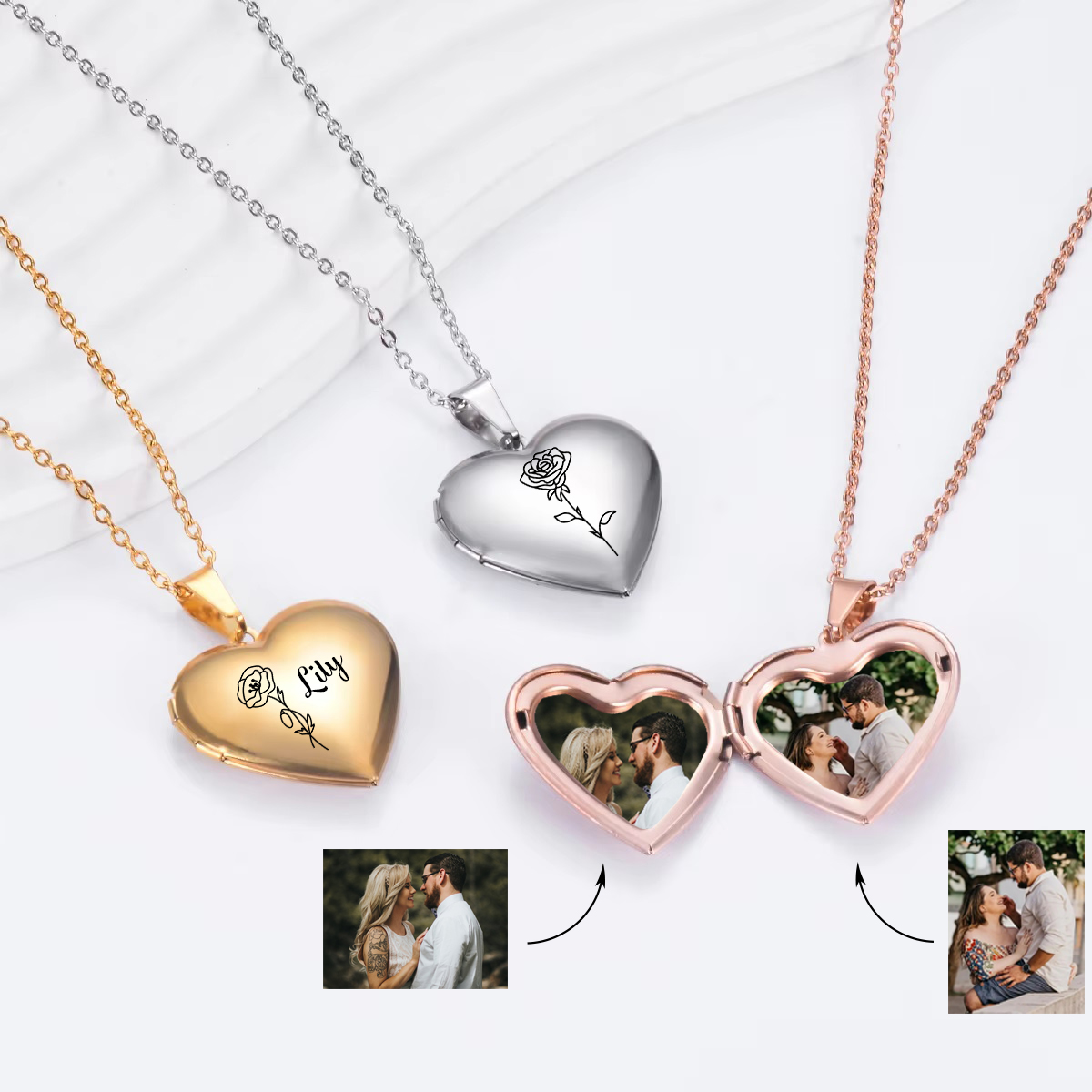 Niestandardowe spersonalizowan – Heart Locket Necklace Photo recenzja i cena