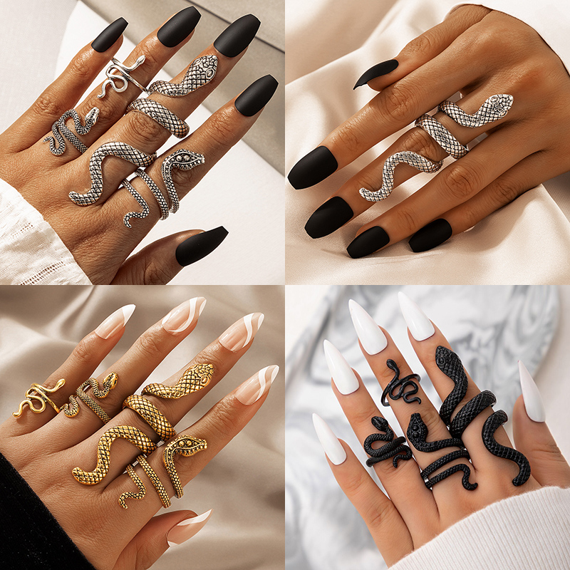 Punk w kształcie węża zestaw p – Vintage Punk Knuckle Rings Set recenzja i cena