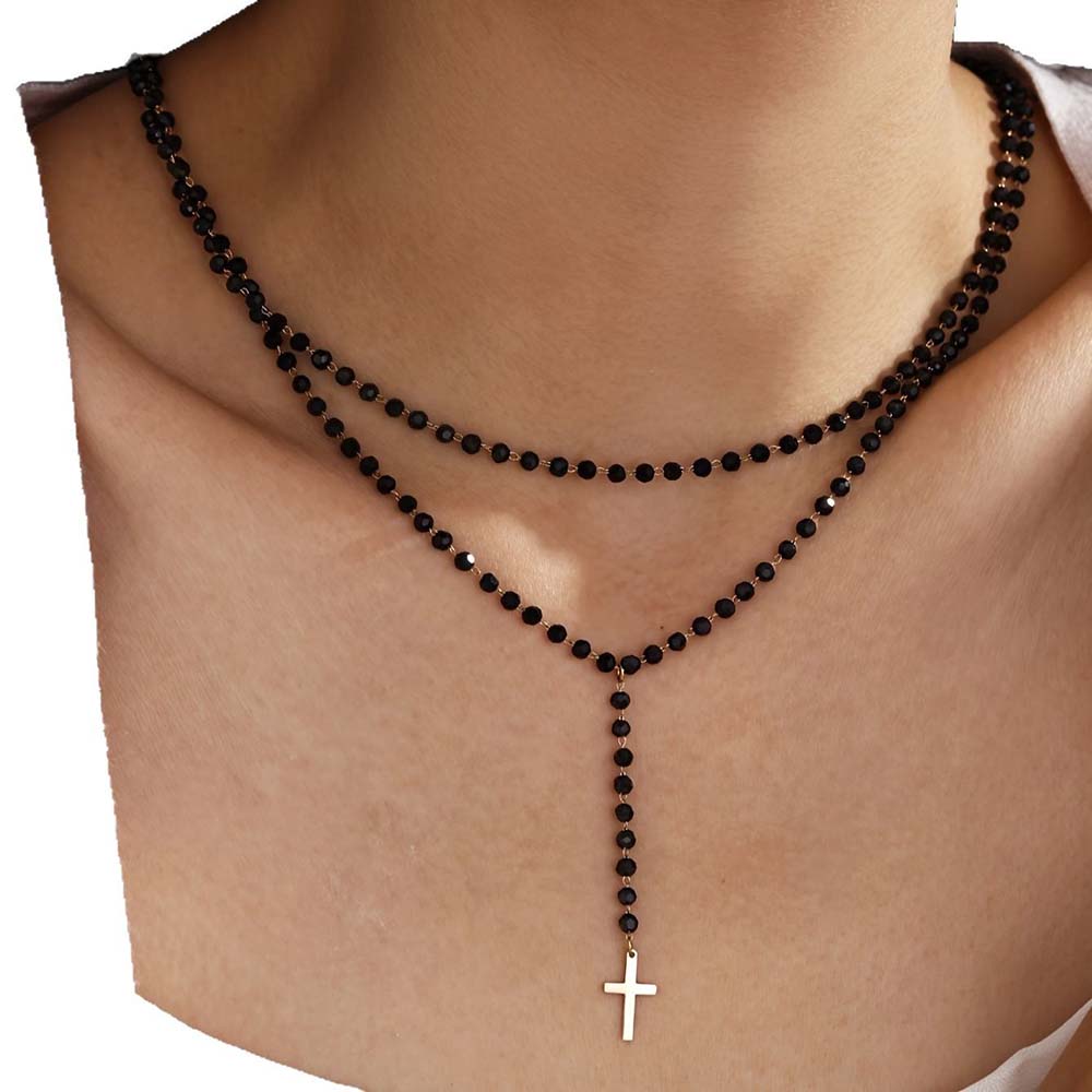 Gotycki Dwustronny Czarny Nasz – Layered Pendant Necklace Aesthetic recenzja i cena