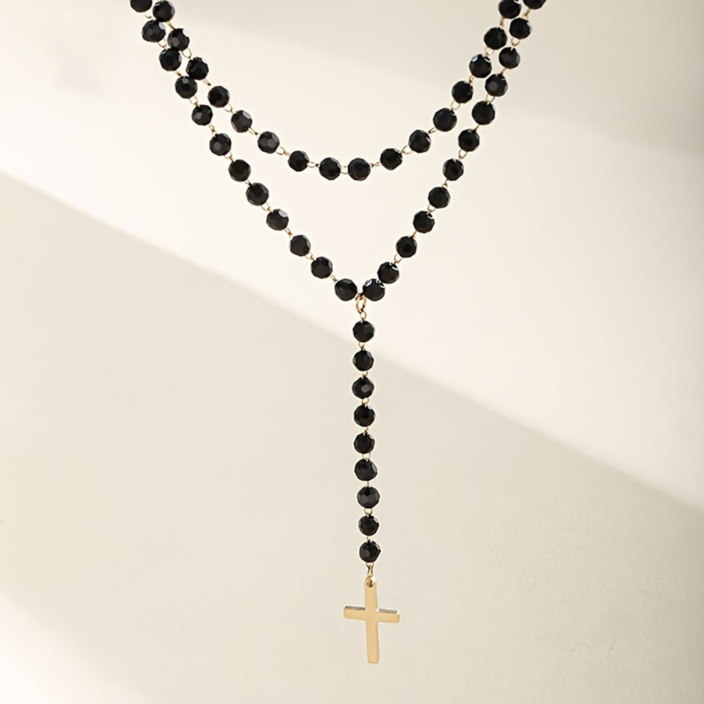 Gotycki Dwustronny Czarny Nasz – Layered Pendant Necklace Aesthetic recenzja i cena